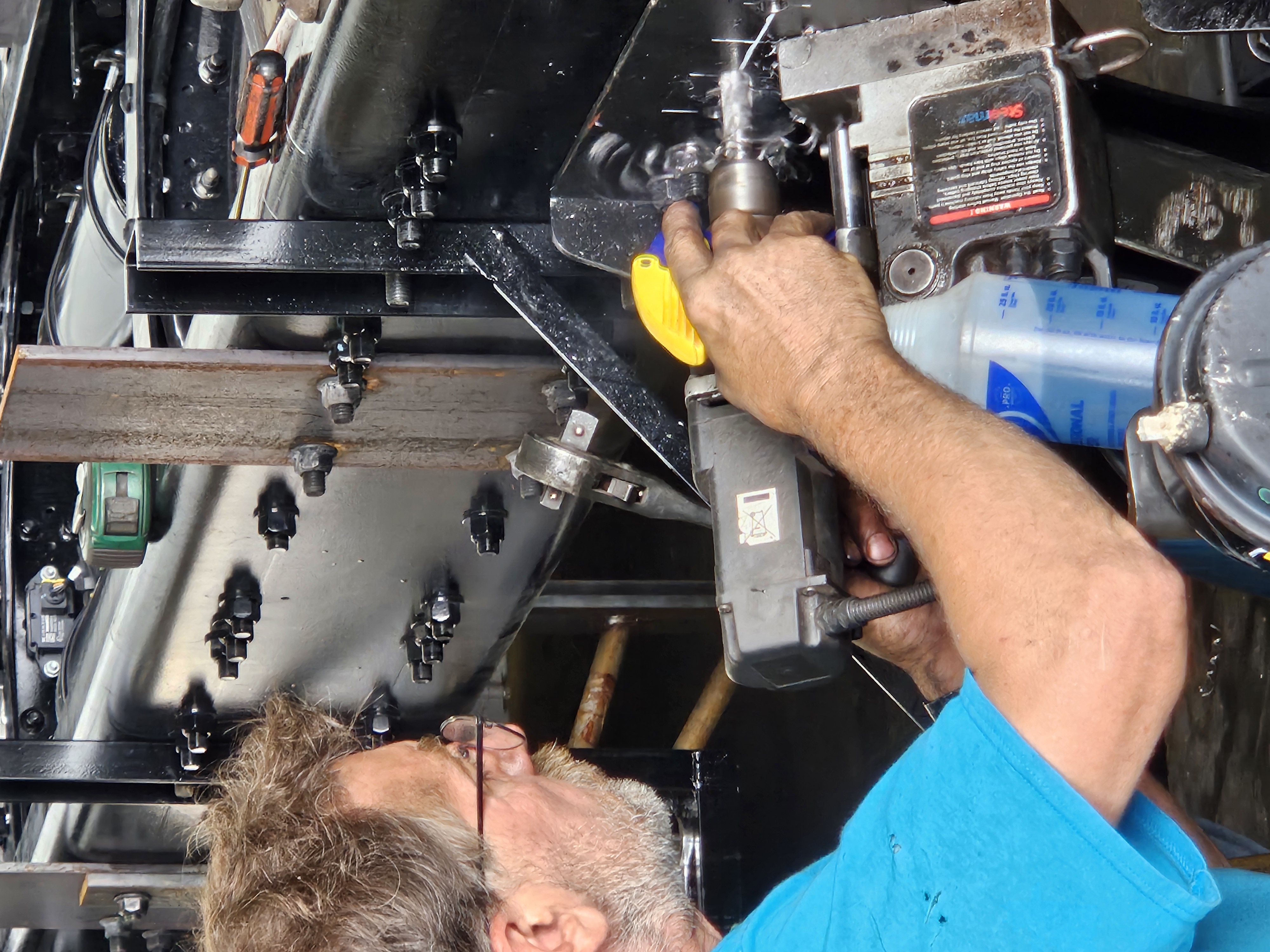 man working on a truck