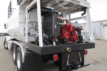 view of the back of a truck with some equipment on it